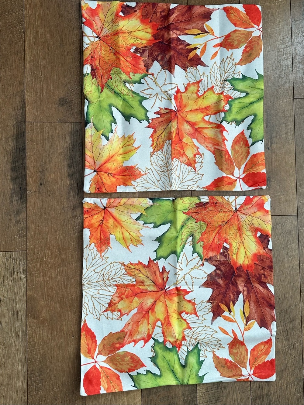Kawani Fall Maple Leaves 18x18” Pillow Covers Set Of  2 NIP